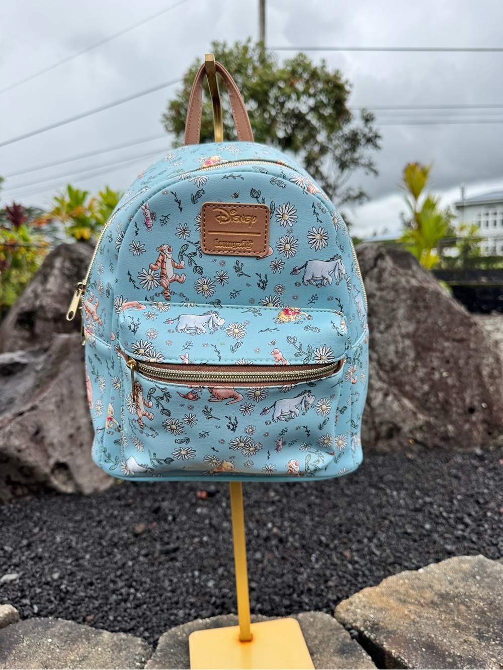 Disney NWOT Loungefly Winnie the Pooh & Friends Mini Backpack Blue Floral